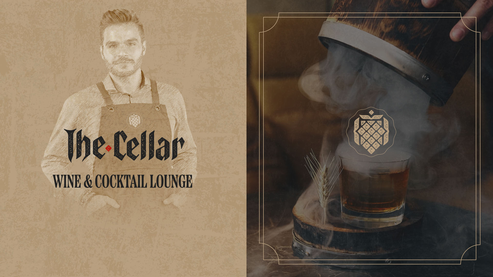 The Cellar Speakeasy - brand Board smoked old fashioned