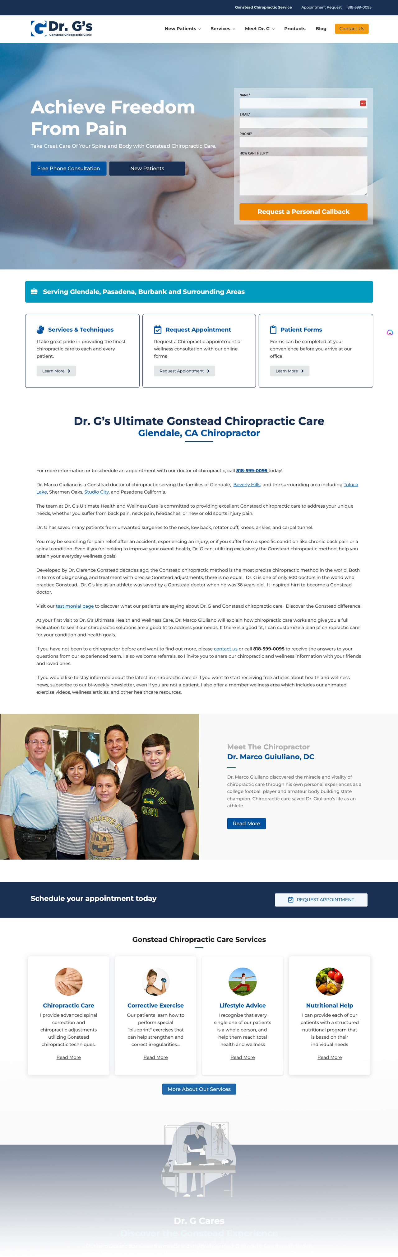 Giuliano Family Chiropractic Home page design