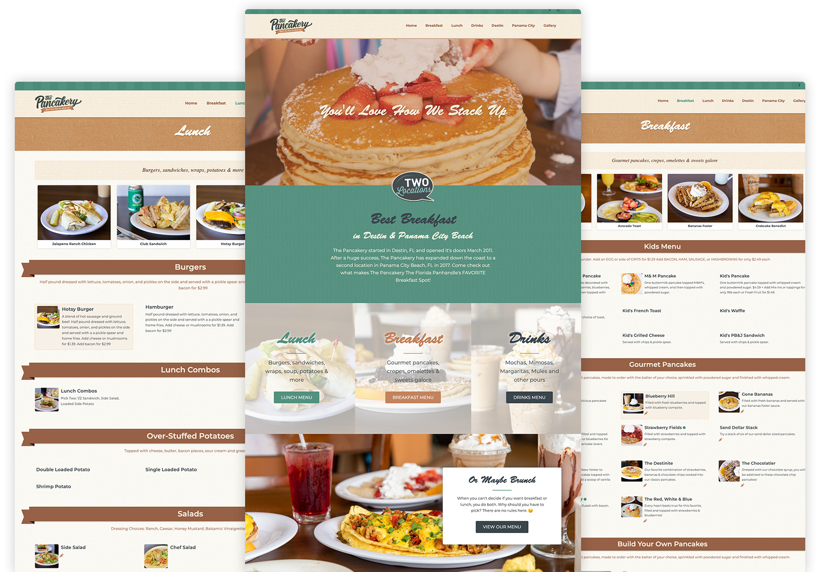 pancakery website mockup