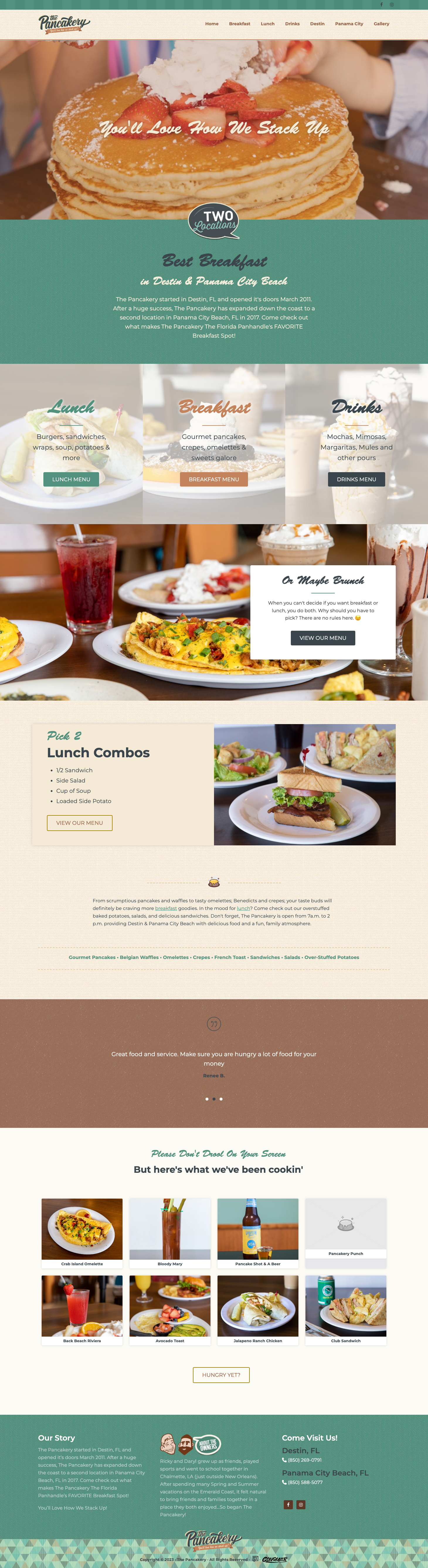pancakery website home page