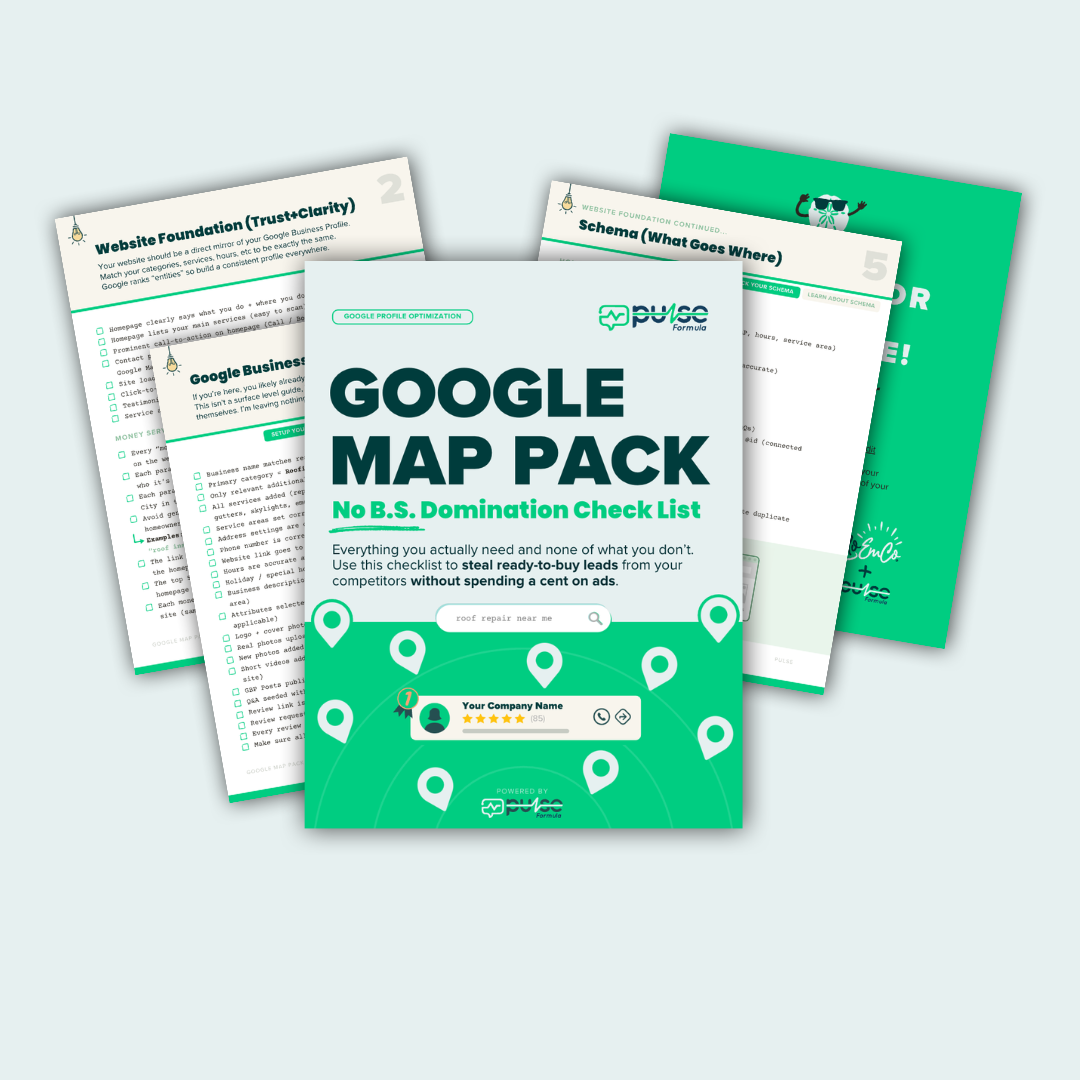 Google Map Pack Checklist page mockup - Pulse